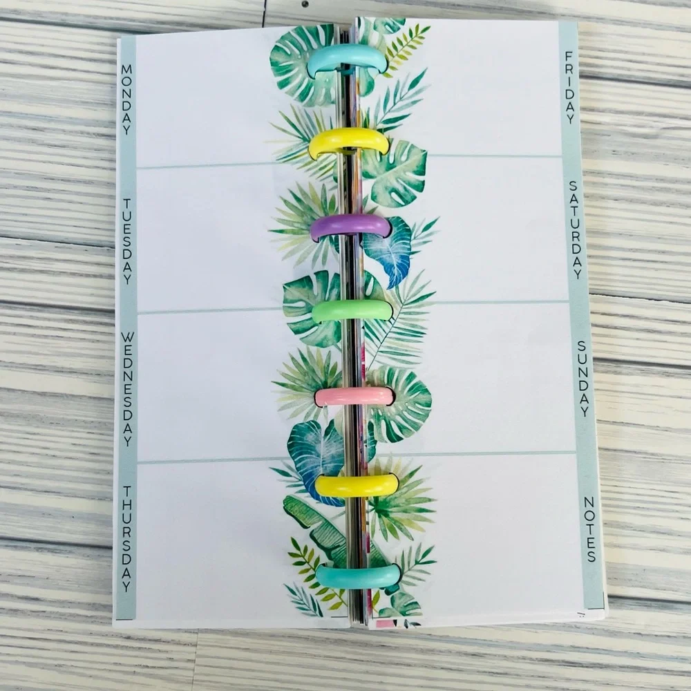 Planner tropical palm leaves monstera inserts extension pack 6 months
